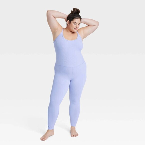 XXL - Womens Rib Full Length Bodysuit - All In Motion - Lilac Purple - Picture 10 of 11